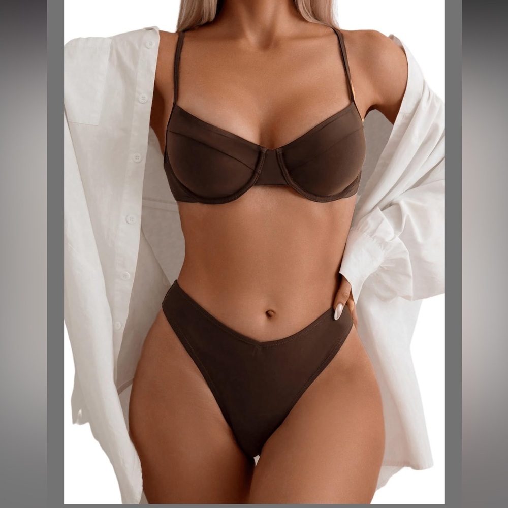 SweatyRocks Women's 2 Piece Bikini Set Spaghetti Strap High Cut Push Up